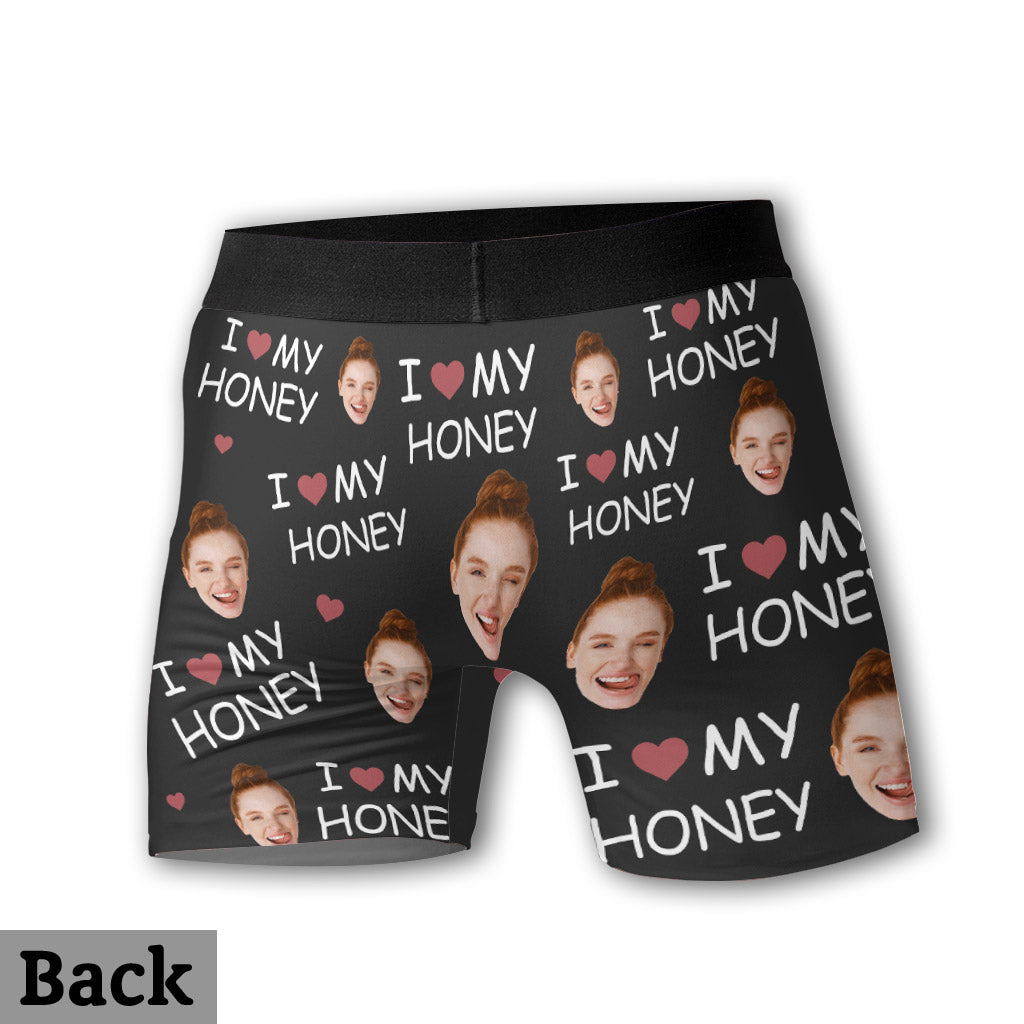 I Love My Wife/Girlfriend/Honey - Personalized Husband And Wife Men’s Boxer Briefs