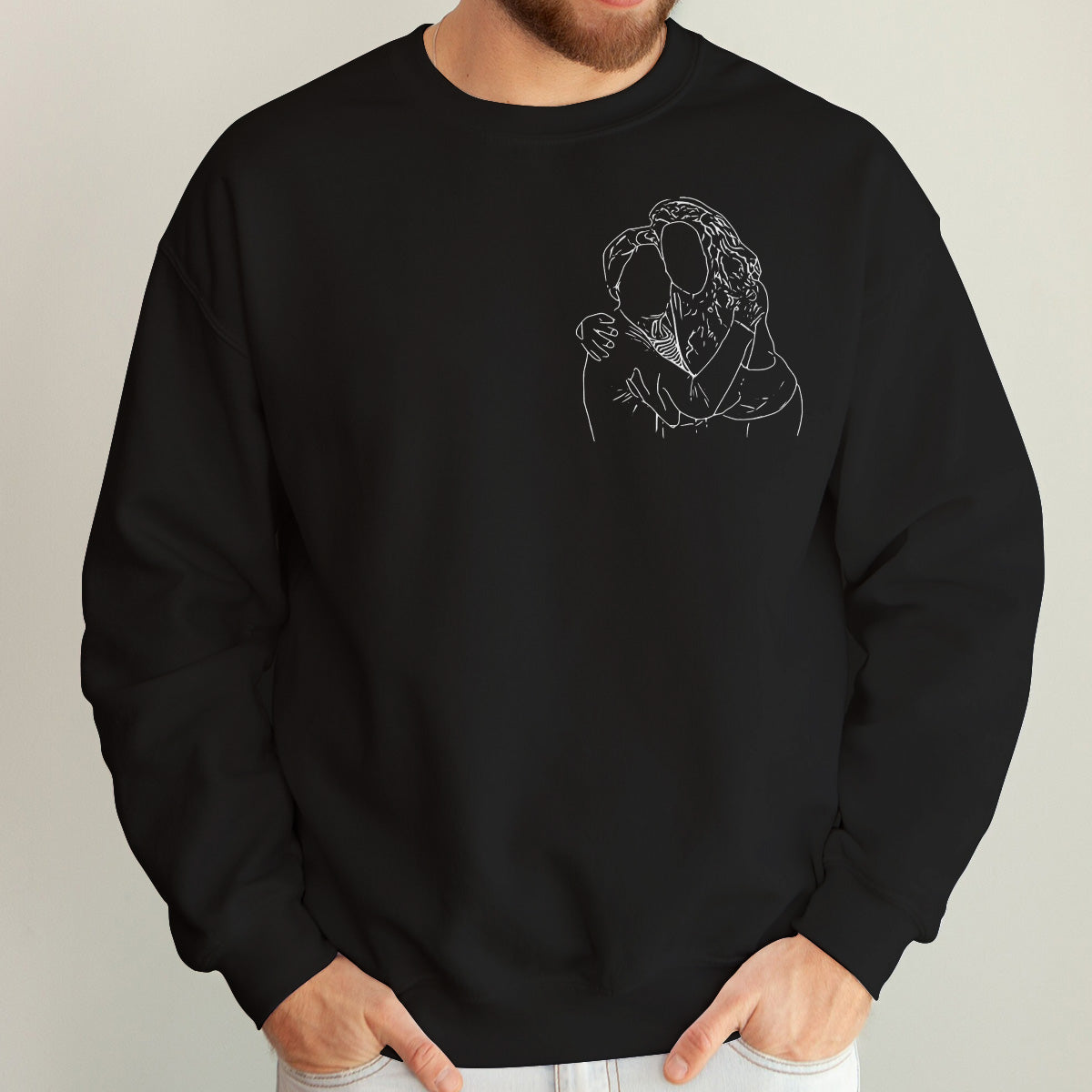 Individuelle Strichzeichnung – Personalisierter bestickter Pullover für Oma