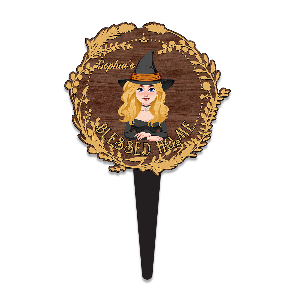 Blessed Home - Personalized Witch Acrylic Garden Sign