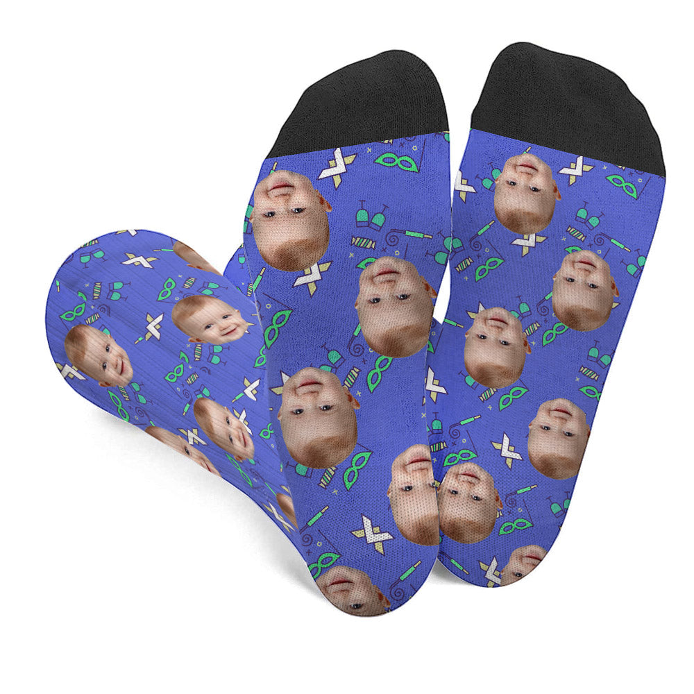 Custom Face Party Pattern - Personalized grandson Socks