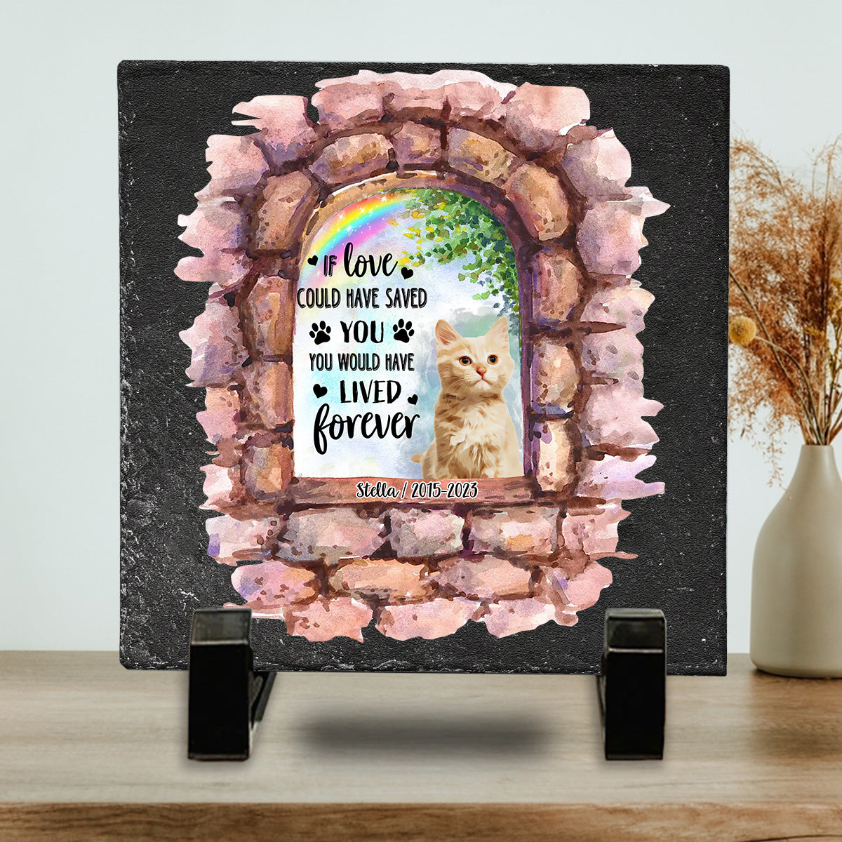 Nicht mehr an meiner Seite – Personalisierter quadratischer Stein in Hundeform