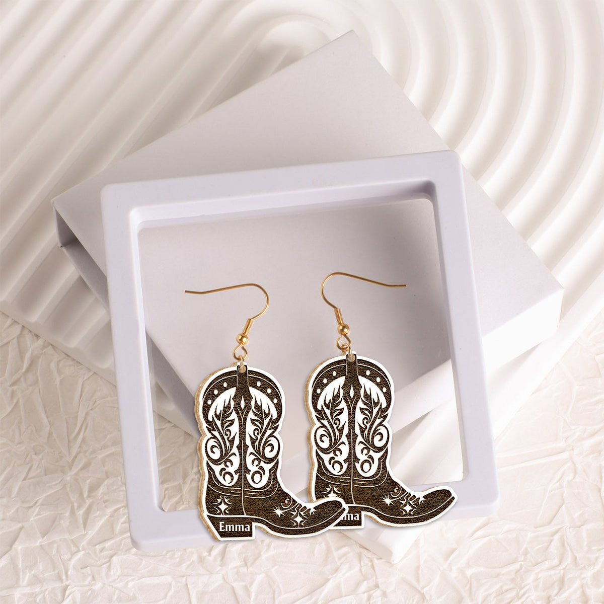 Boucles d'oreilles personnalisées en bois à motif cheval - Fille à cheval