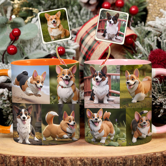 Cartoonisierte Haustierfoto-Collage – Geschenk für Hunde- und Katzenliebhaber – Personalisierte Tasse
