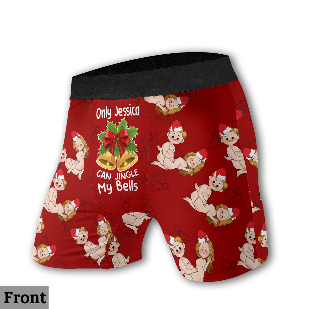 Only You Can Jingle My Bells - Personalized Couple Men Boxer Briefs