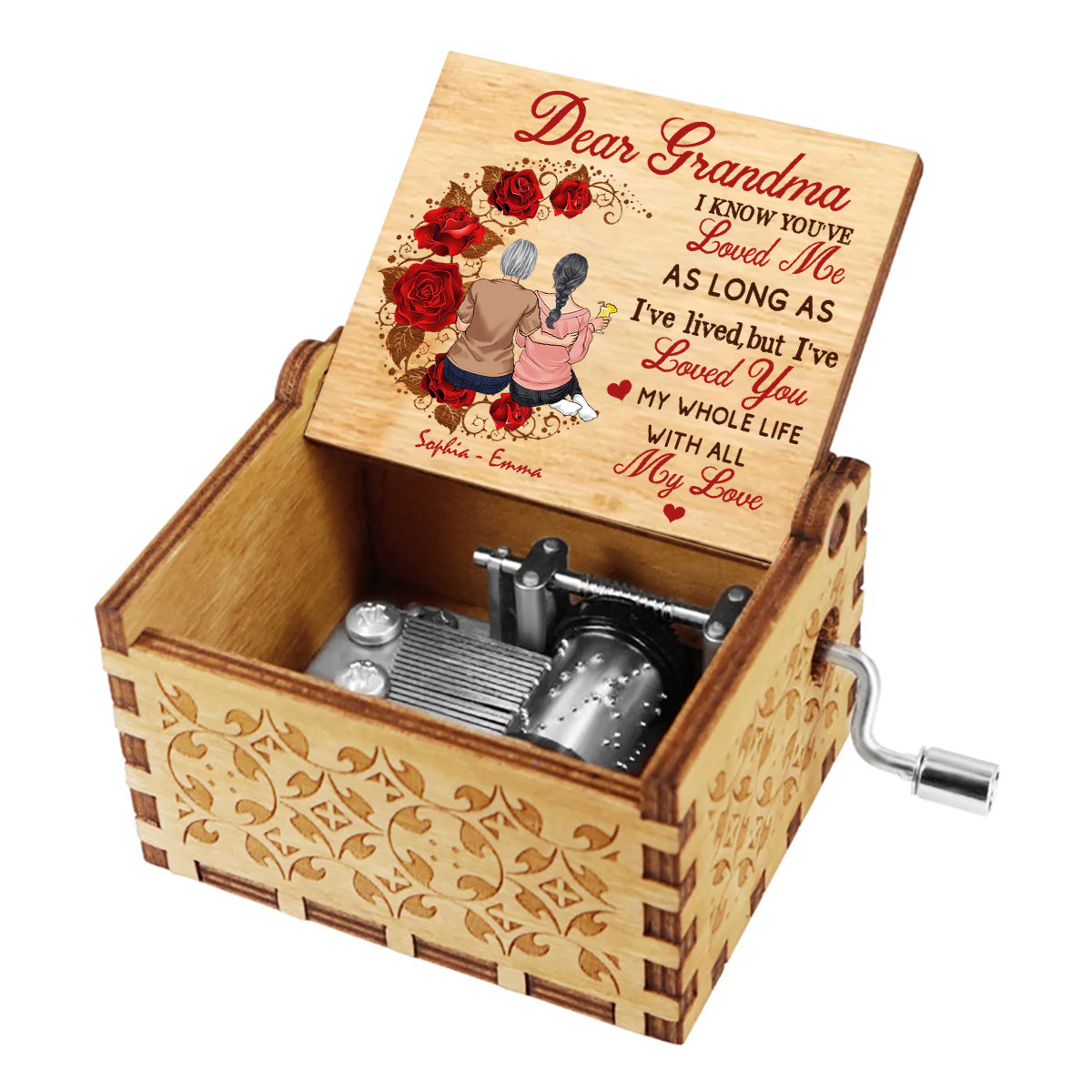 Mom I've Loved You - Gift for mom, grandma, husband, wife, aunt, sister, brother - Personalized Hand Crank Music Box