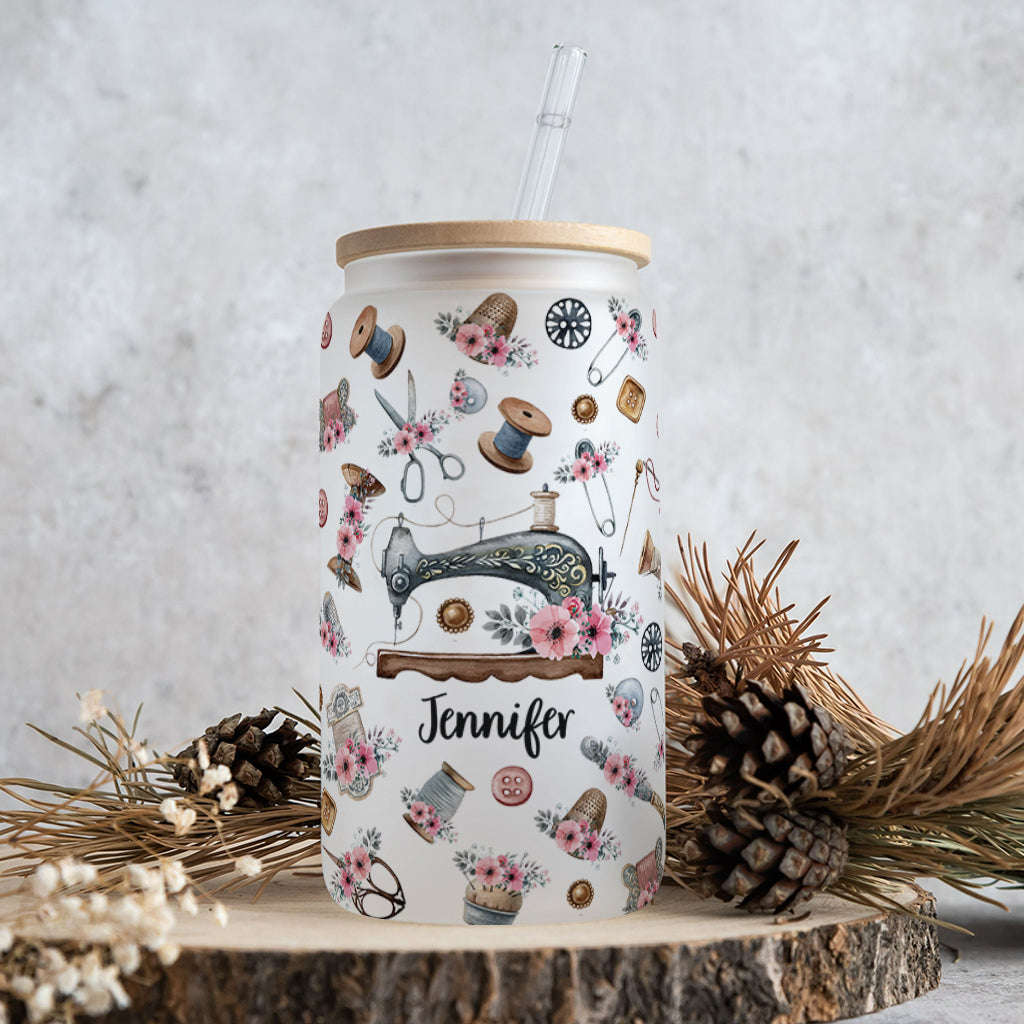 Nähbegeisterung – Personalisierte Nähdose aus Glas