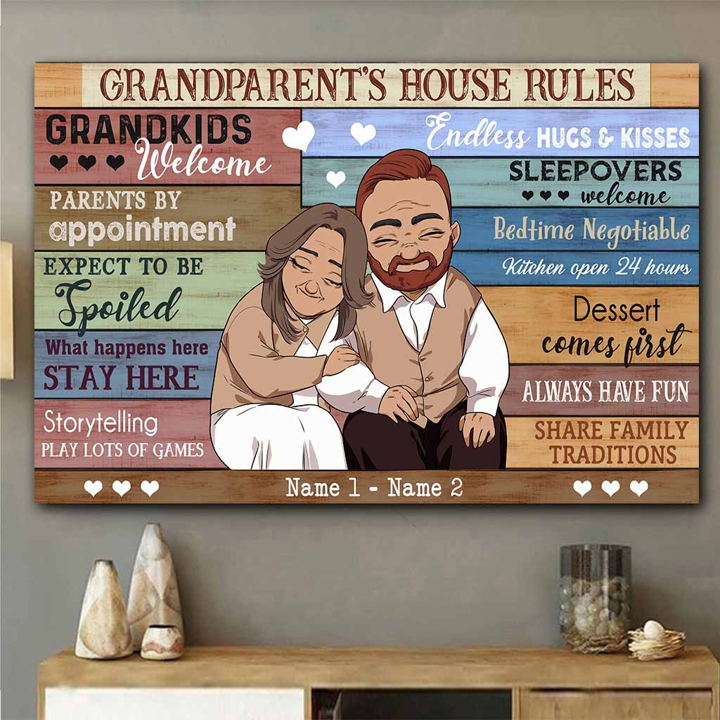 Grandparent House Rules - Personalized Couple Poster