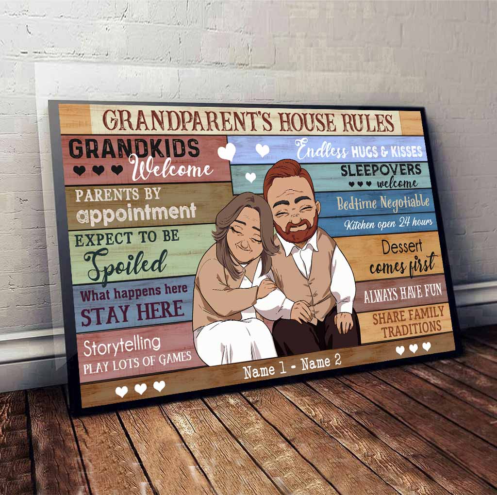 Grandparent House Rules - Personalized Couple Poster
