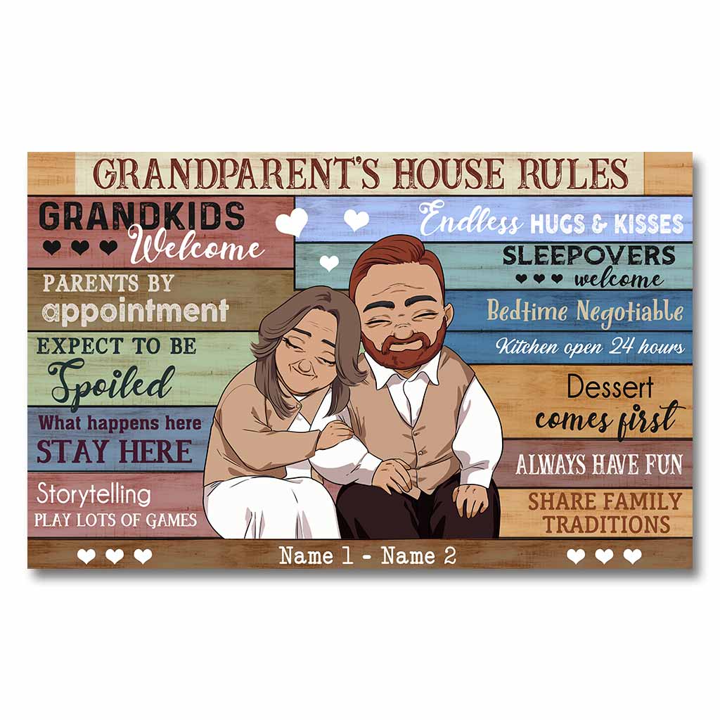 Grandparent House Rules - Personalized Couple Poster