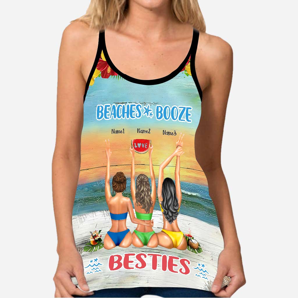 I Love You To The Beach And Back - Personalized Bestie Cross Tank Top