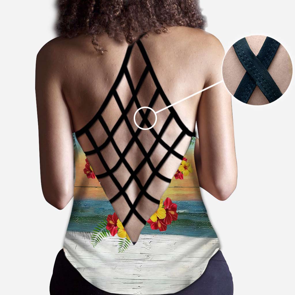 I Love You To The Beach And Back - Personalized Bestie Cross Tank Top