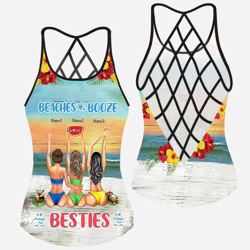 I Love You To The Beach And Back - Personalized Bestie Cross Tank Top