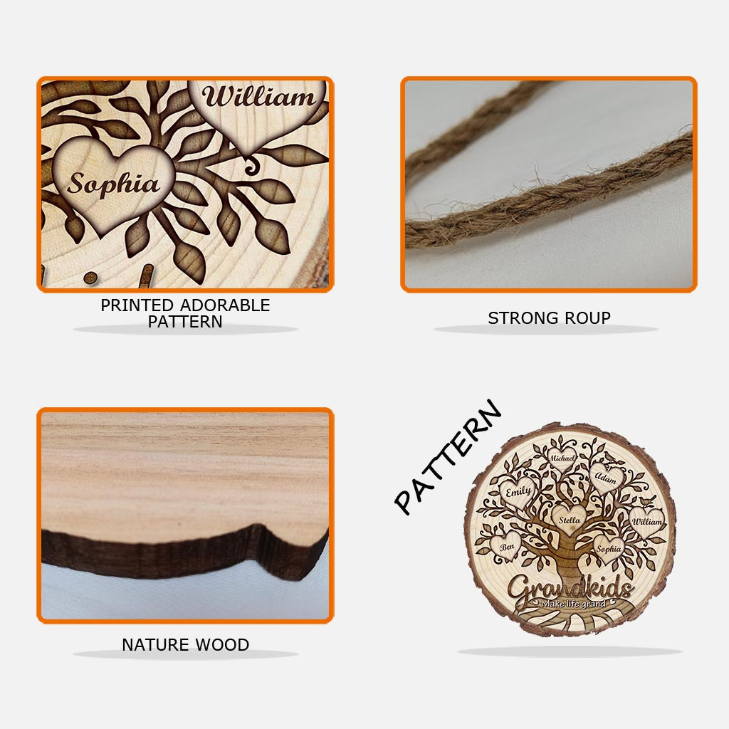 Grandkids Make Life Grand - Personalized Mother's Day Grandma Wood Sign