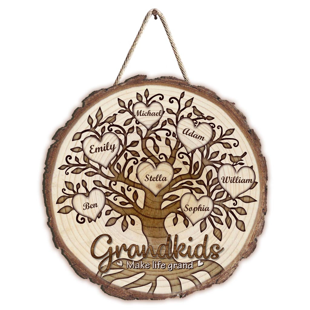Grandkids Make Life Grand - Personalized Mother's Day Grandma Wood Sign