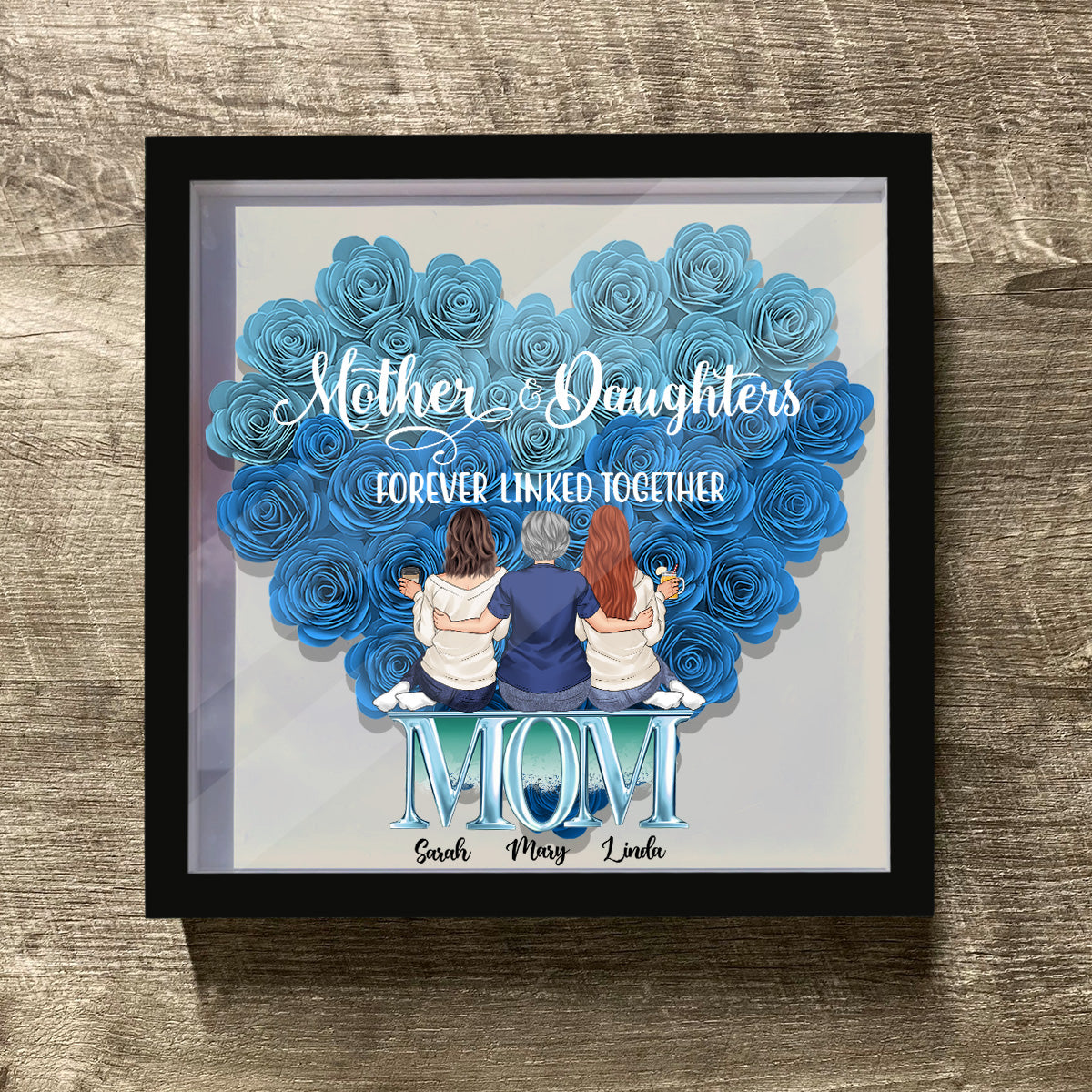 Mother And Daughters - Personalized Mother Flower Shadow Box