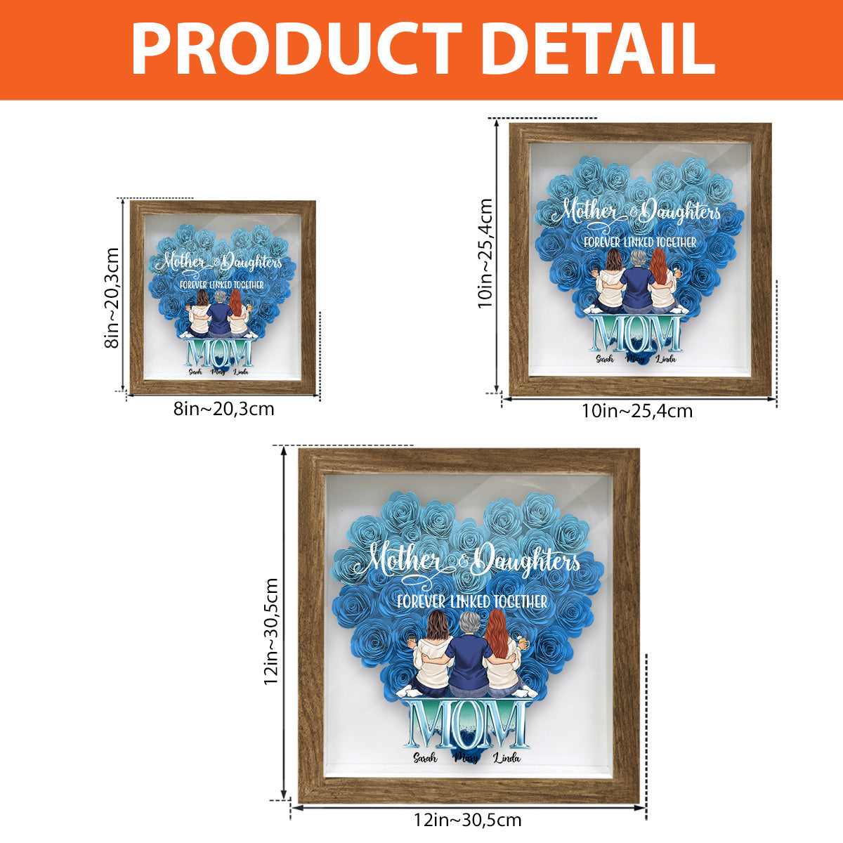 Mother And Daughters - Personalized Mother Flower Shadow Box