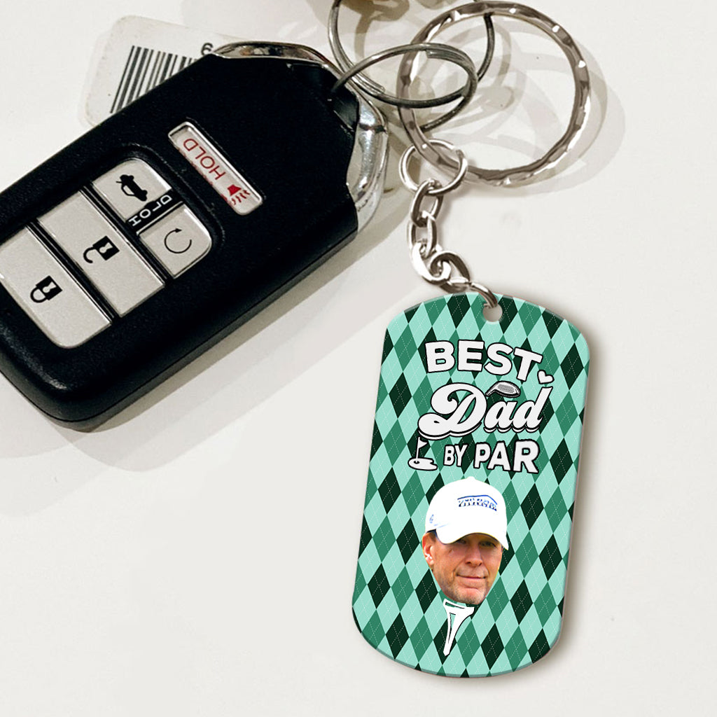 Best Dad By Par - Golf gift for dad, him, boyfriend, husband, grandpa - Personalized Stainless Steel Keychain