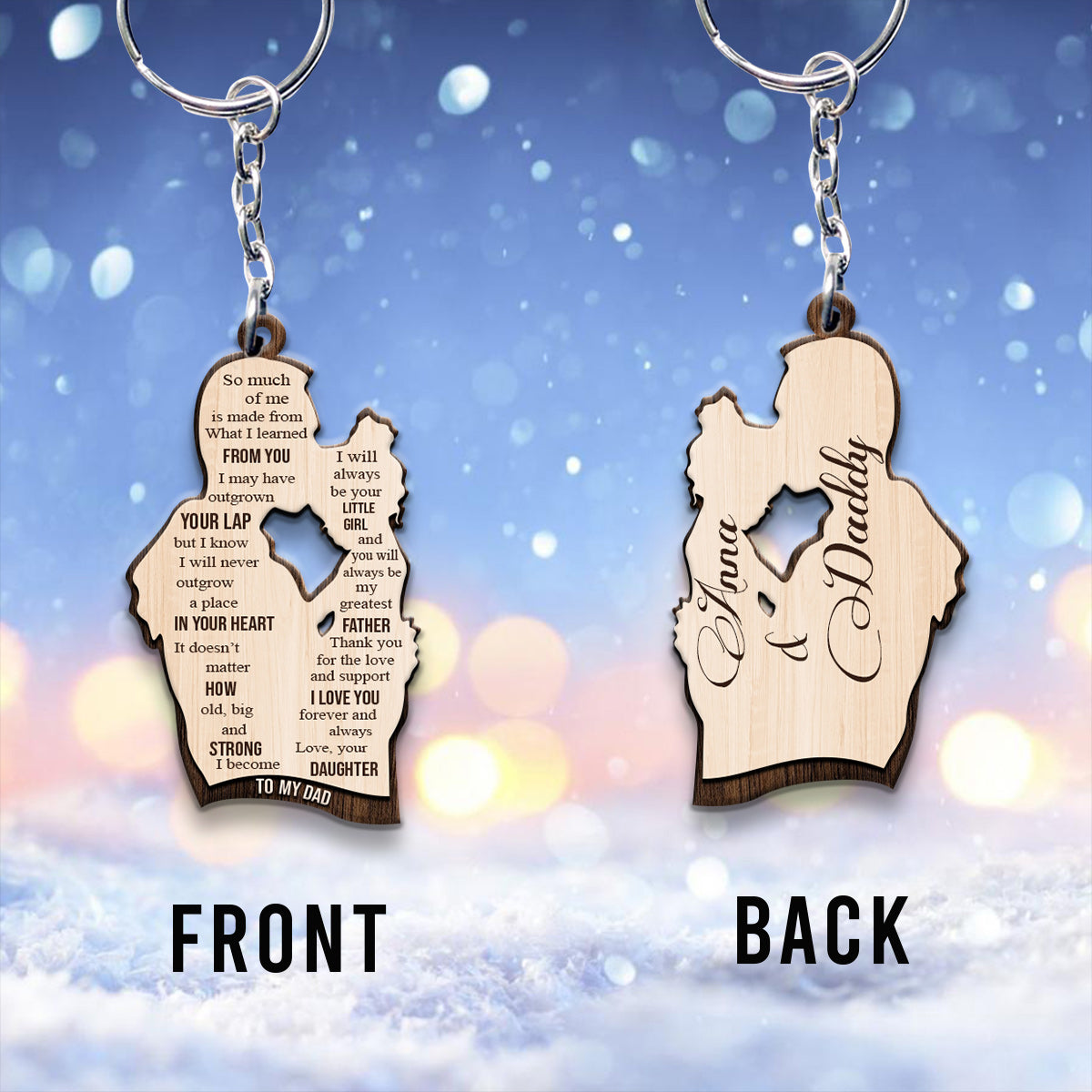 To My Dad - Personalized Father Keychain (Printed On Both Sides)