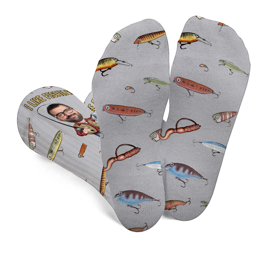 I Like Fishing And Maybe 3 People - Personalized Fishing Socks