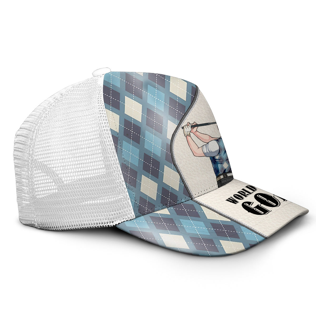 Le golfeur le moins bien du monde - Casquette de camionneur de golf personnalisée (maille blanche)