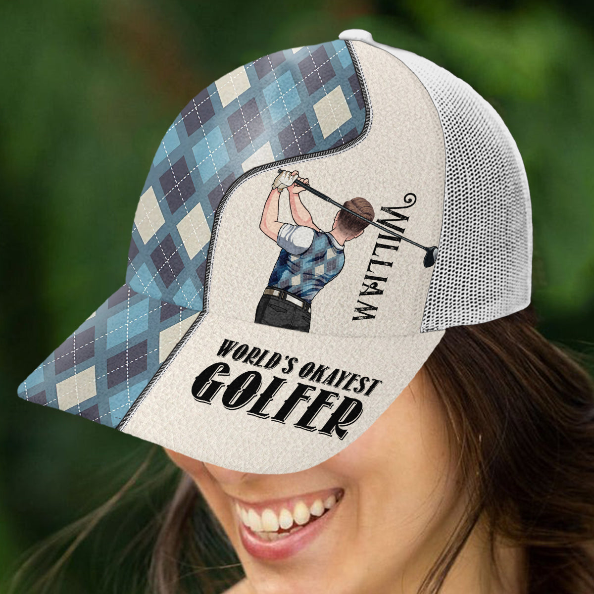 Le golfeur le moins bien du monde - Casquette de camionneur de golf personnalisée (maille blanche)