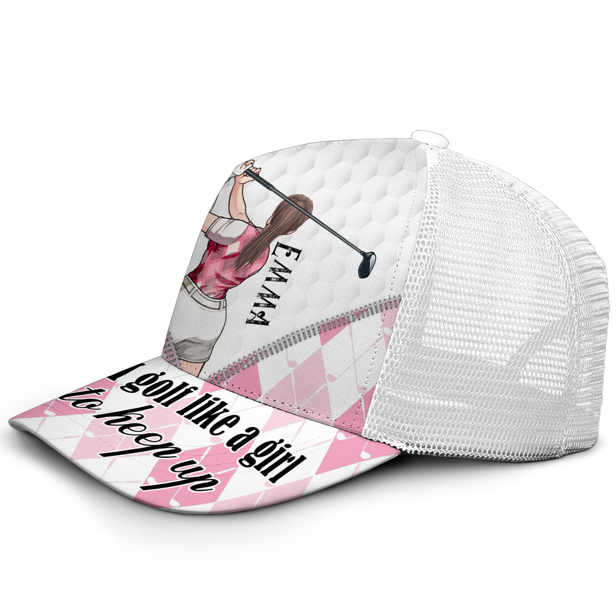 Golf Like A Girl - Personalized Golf Trucker Hat (White Mesh)