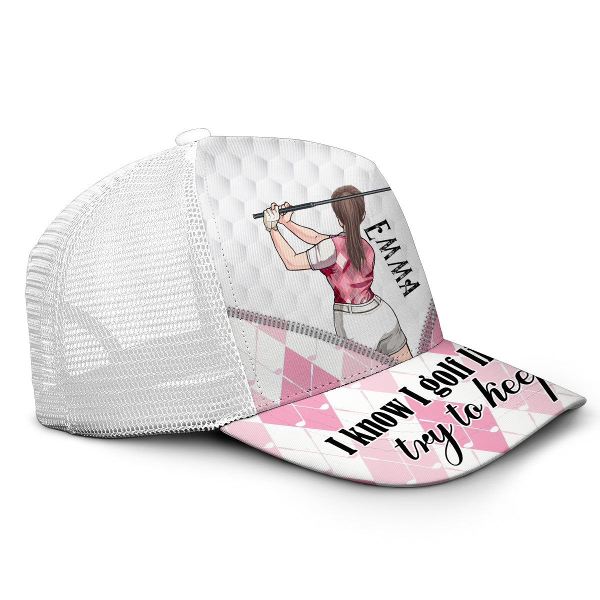 Golf Like A Girl - Personalized Golf Trucker Hat (White Mesh)