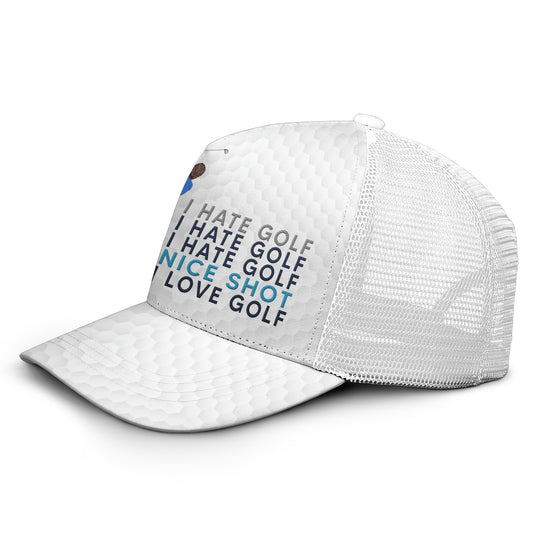 I Love Golf - Personalized Golf Trucker Hat (White Mesh)