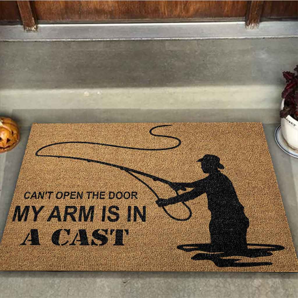 Can't Open The Door - Fishing Coir Pattern Print Doormat