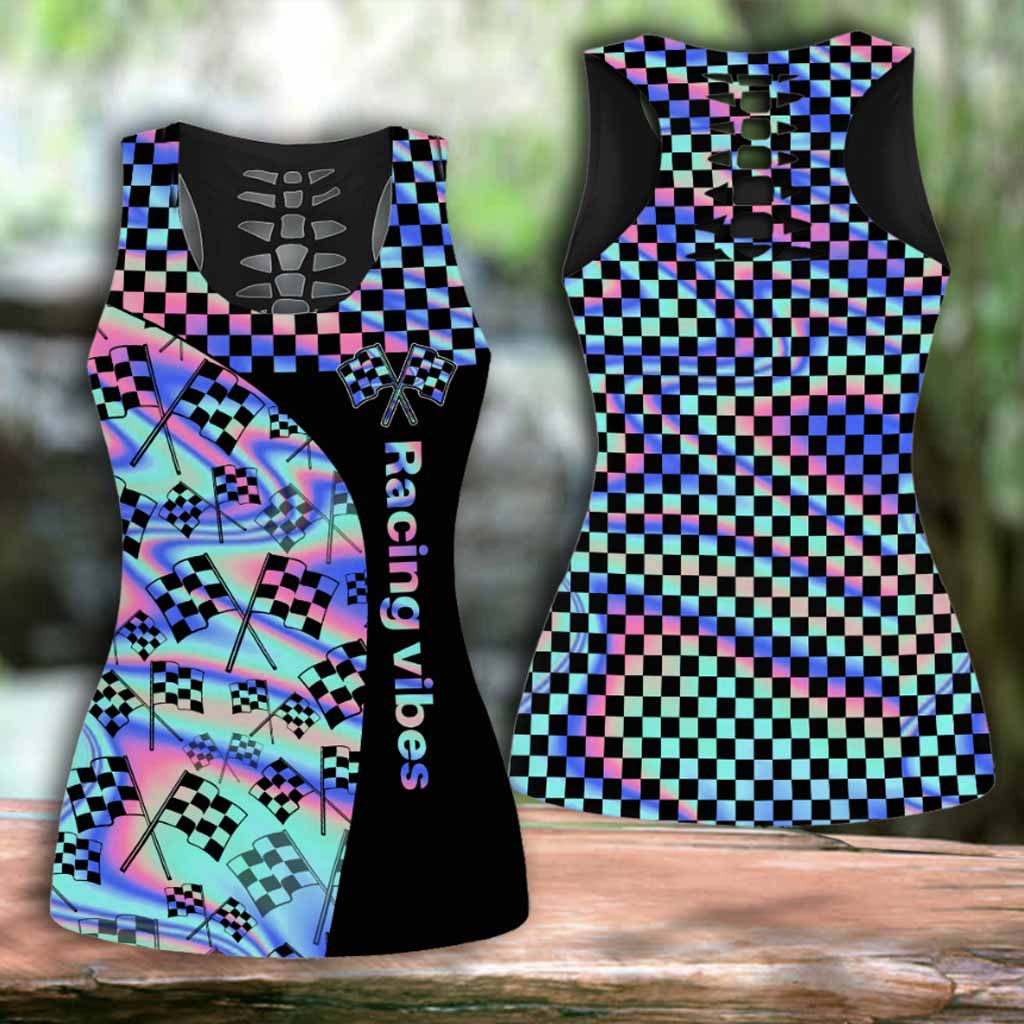 Racing Vibes Leggings And Hollow Tank Top