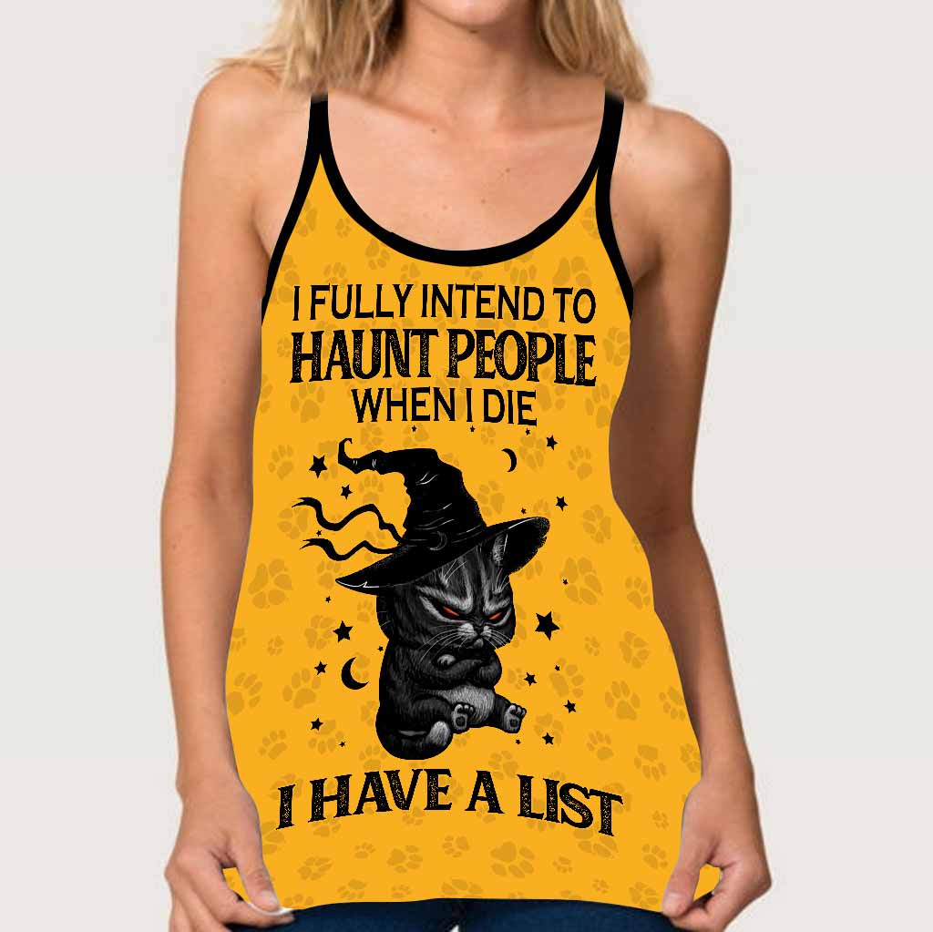 I Fully Intend To Haunt People - Cat Cross Tank Top