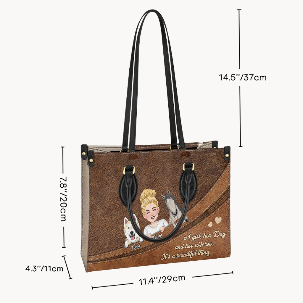 What A Beautiful Thing - Horse gift for dog lover, cat lover - Personalized Leather Handbag