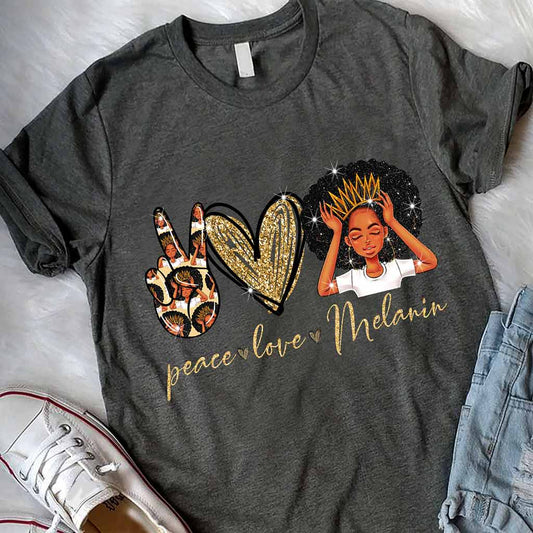 Melanin -African American T-shirt and Hoodie With Faux Glitter Print 1121