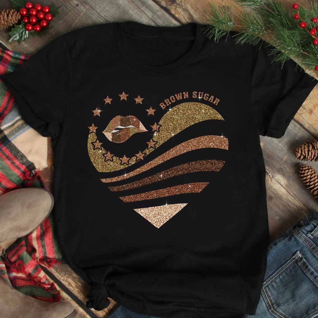 Brown Sugar - T-shirt et sweat à capuche afro-américains avec imprimé à paillettes imitation 112021