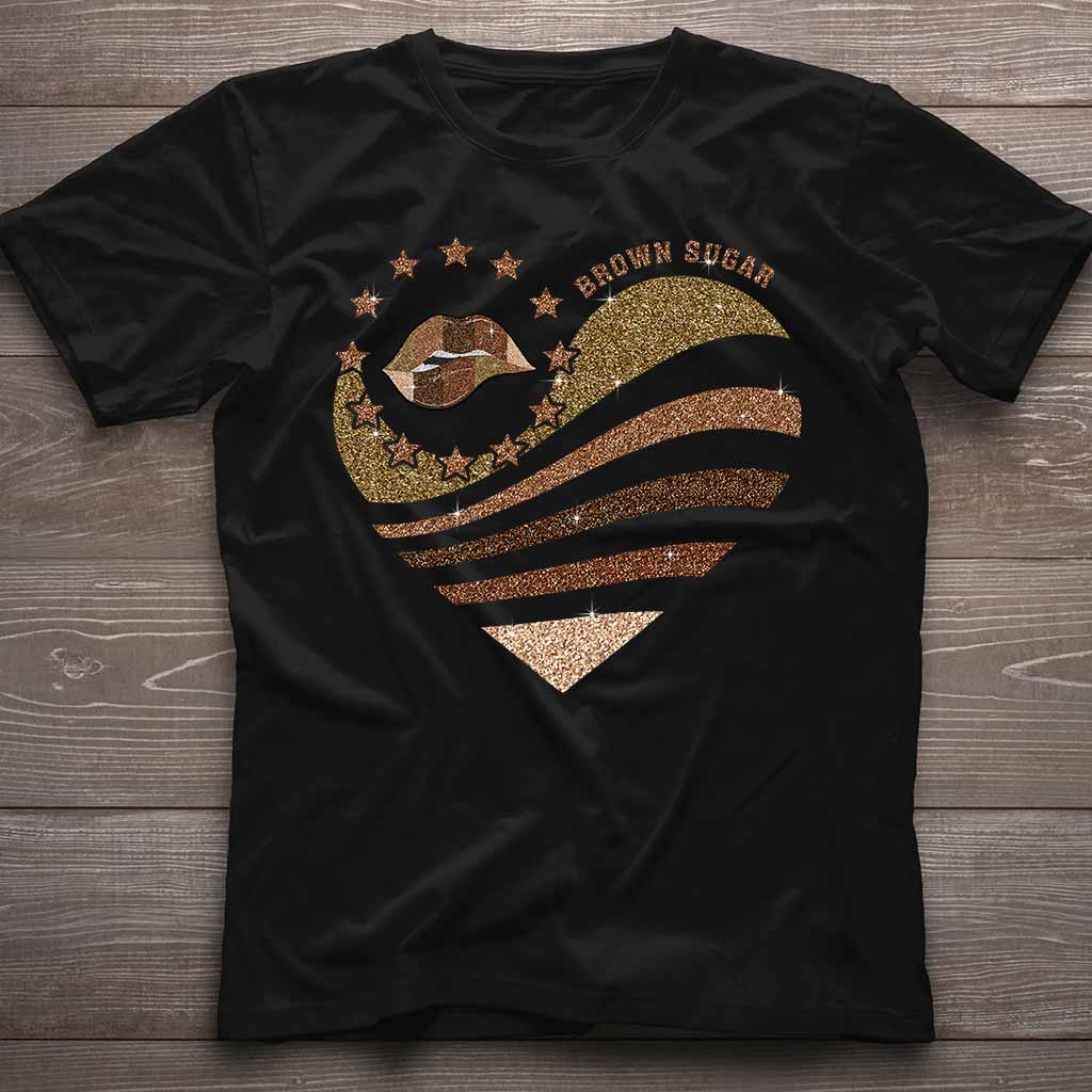 Brown Sugar - T-shirt et sweat à capuche afro-américains avec imprimé à paillettes imitation 112021