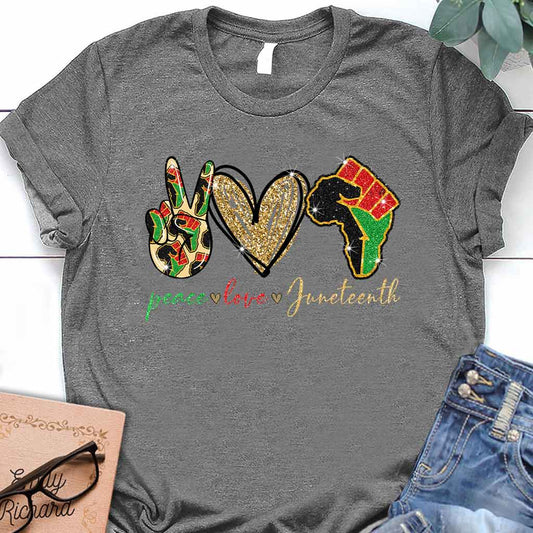 Juneteenth – T-Shirt und Hoodie für Afroamerikaner mit Glitzer-Imitat 1121