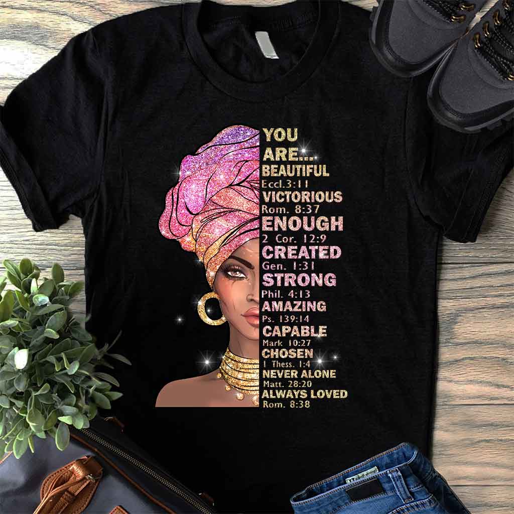 Tu es magnifique - T-shirt et sweat à capuche afro-américains avec imprimé à paillettes imitation 1121