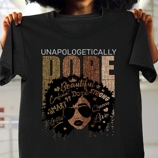 Reine Noire - T-shirt et sweat à capuche afro-américains avec imprimé à paillettes imitation 1121