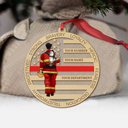 Feuerwehrmann – Personalisierter transparenter Weihnachtsschmuck mit Feuerwehrmotiv