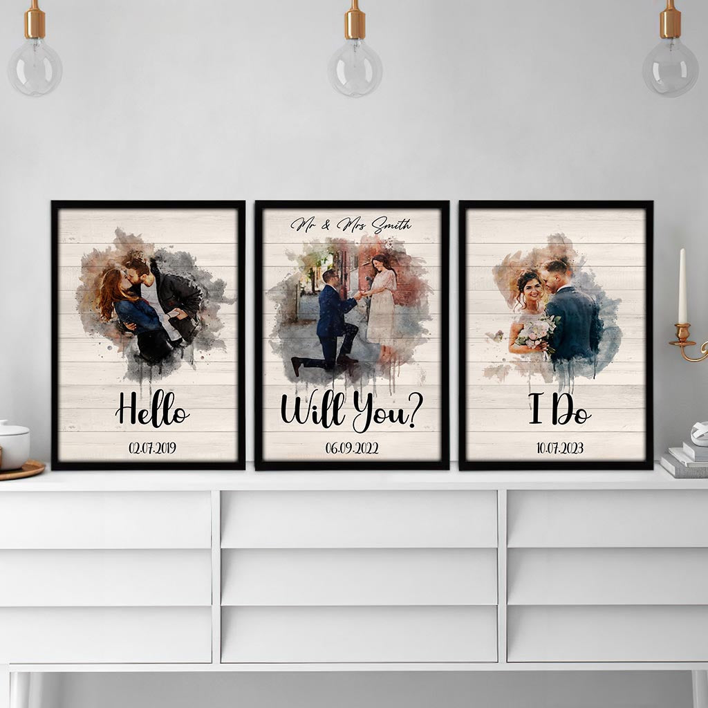 From Hello Till I Do - Personalized Husband And Wife Poster & Canvas Set