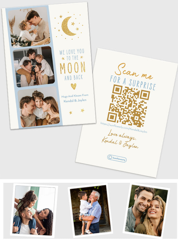 We Love You To The Moon And Back - Personalized QR Greeting Card