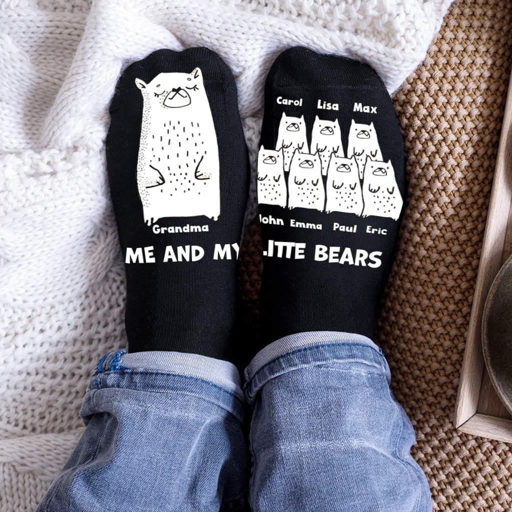 Me And My Little Bears - Gift for dad, grandma, grandpa, mom, uncle, aunt - Personalized Socks