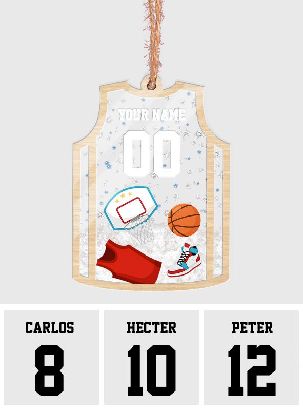 Ornement de basket-ball amusant - Ornement à secouer personnalisé en forme de basket-ball à 3 couches