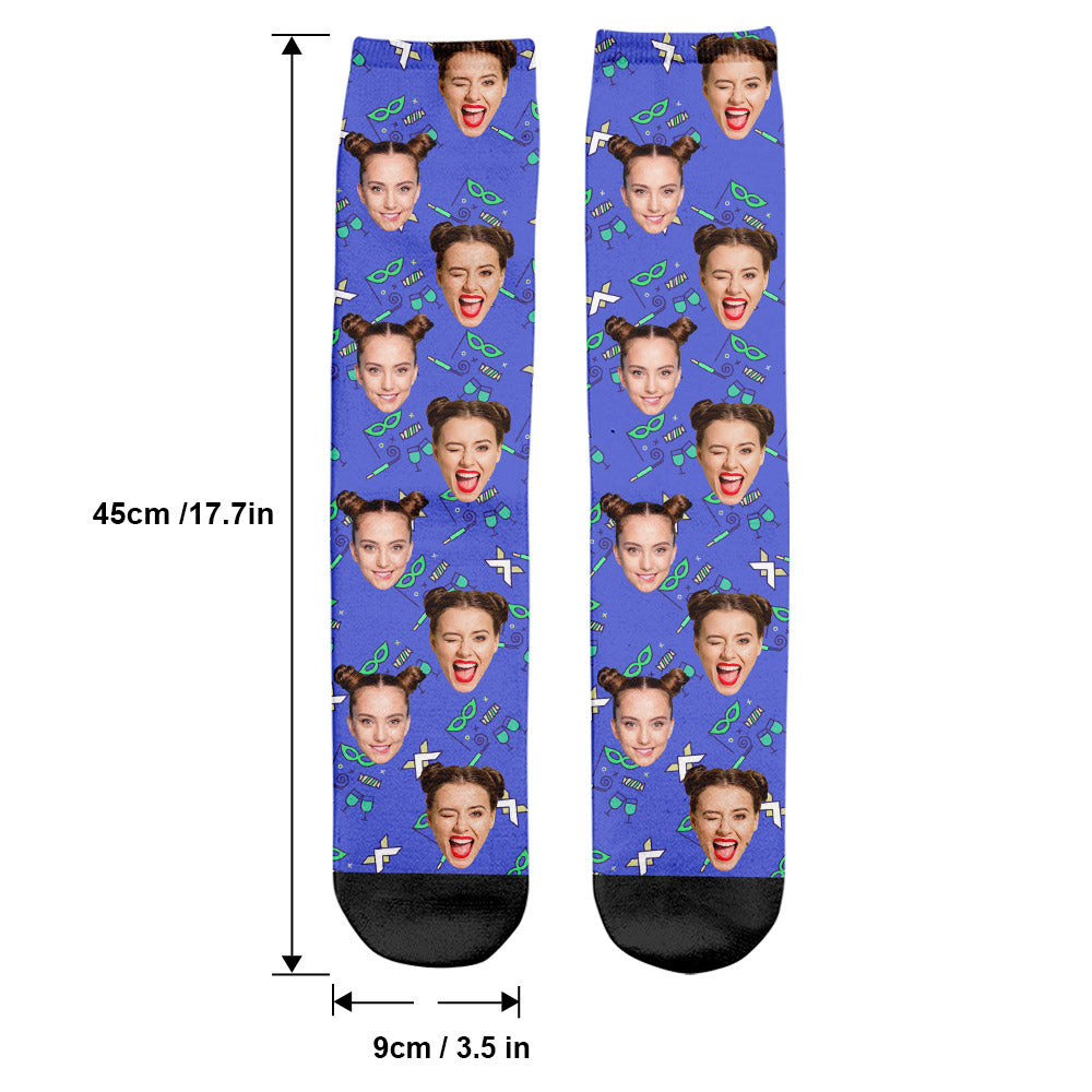 Custom Face Party Pattern - Personalized Sibling Socks