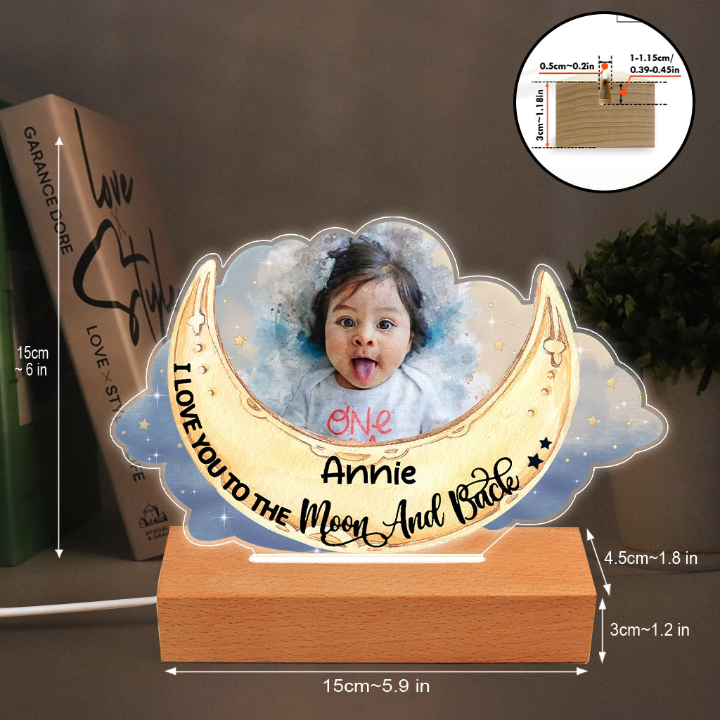 I Love You To The Moon And Back - Personalized Kid Shaped Plaque Light Base