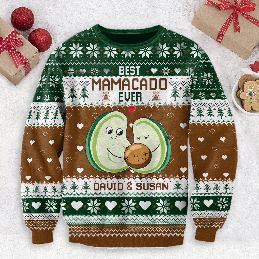 Mamacado Papacado - Pregnancy gift for husband, wife, boyfriend, girlfriend - Personalized Ugly Sweater