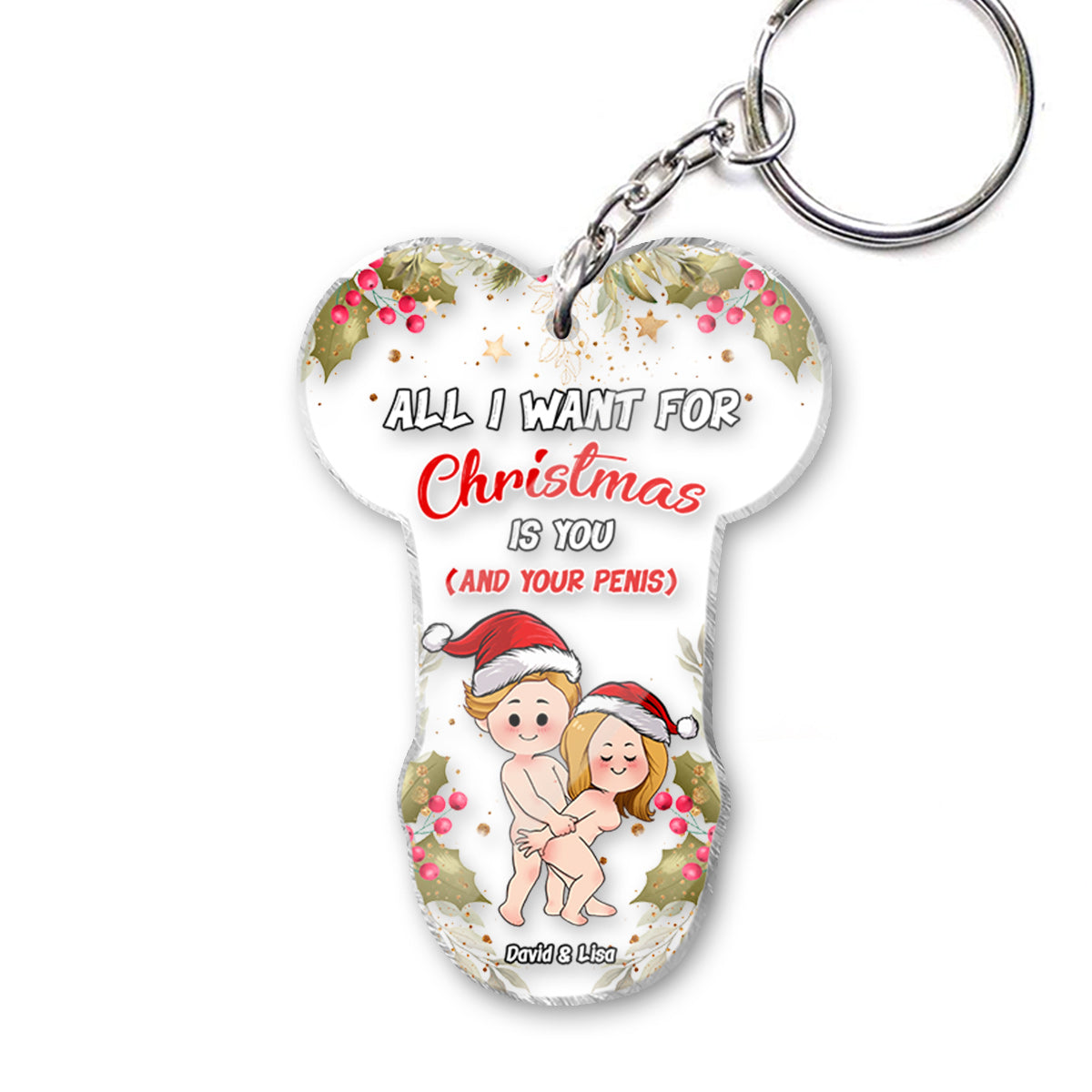 All I Want For Christmas - Personalized Couple Keychain