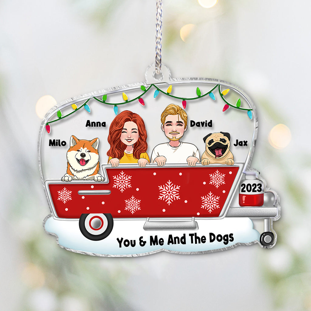 You & Me And The Dogs - Personalized Camping Transparent Ornament