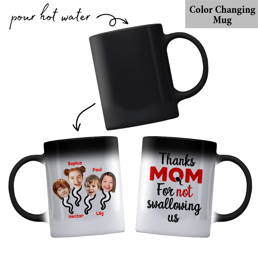 Thanks Mom For Not Swallowing Us - Personalized Mother Mug