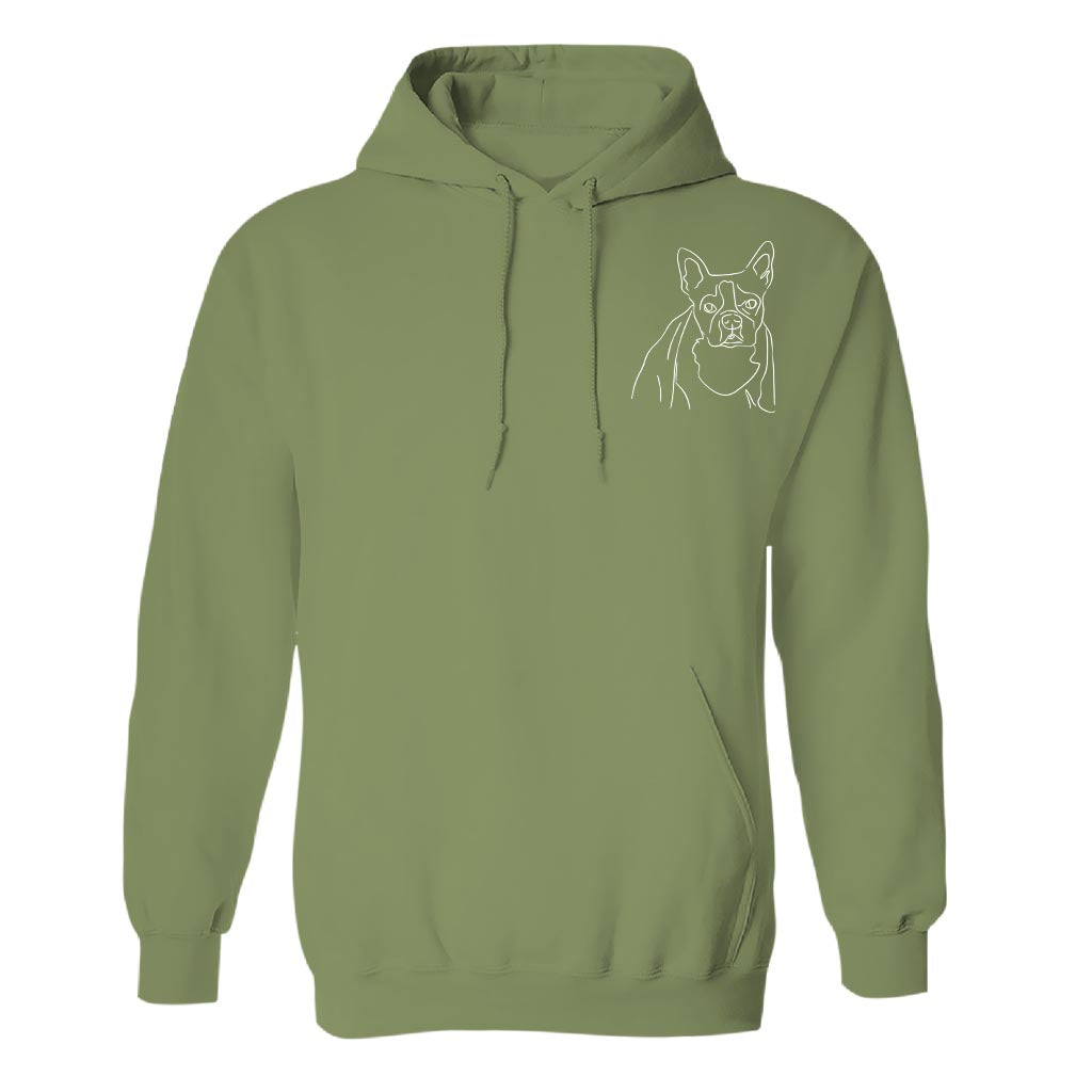 Individuelle Linienzeichnung – Personalisierter Hoodie mit Hundestickerei